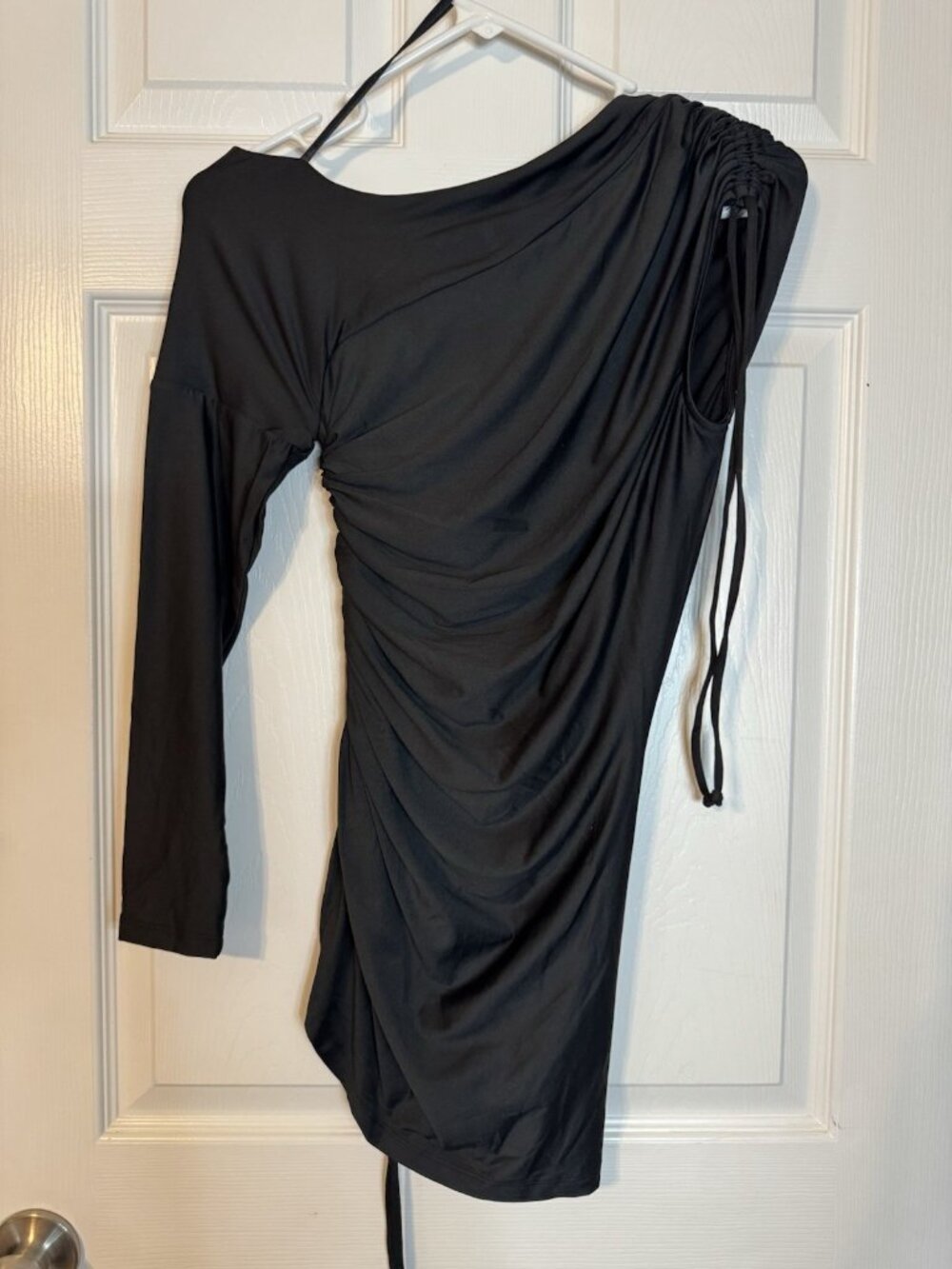 BCBGMaxAzria Dress Black XS One Long Sleeve Stretch Sheath Washable Party NEW - Picture 2 of 8